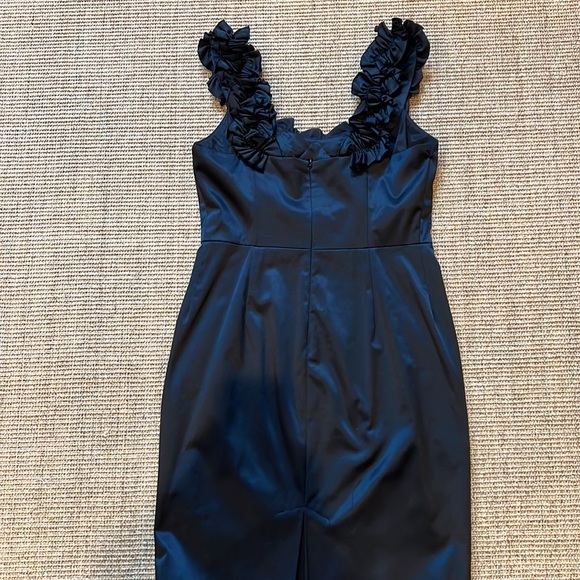 Black satin Maggie London Dress. - Picture 3 of 5